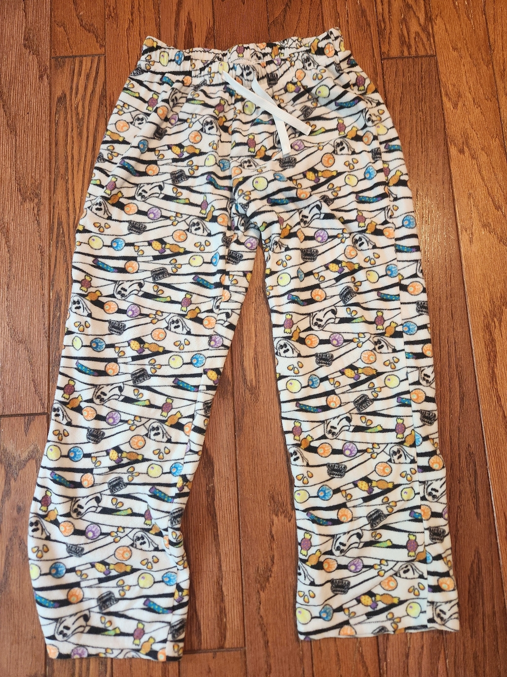 Cat & Jack White Pajama Pants with Multicolor Candy and Stripes